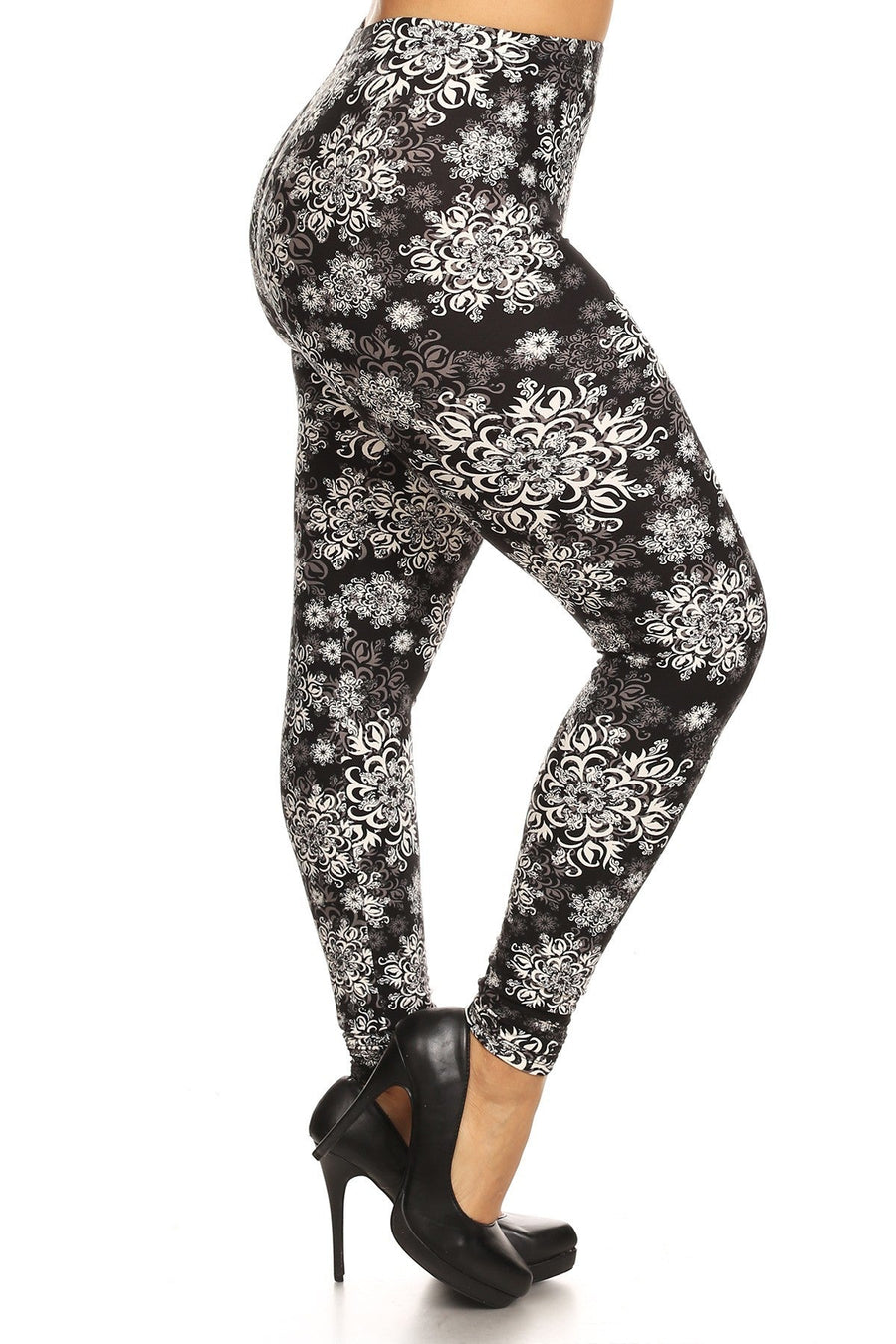 Plus Size Abstract Print, Full Length Leggings In A Slim Fitting Style With A Banded High Waist - Passion 4 Fashion USA