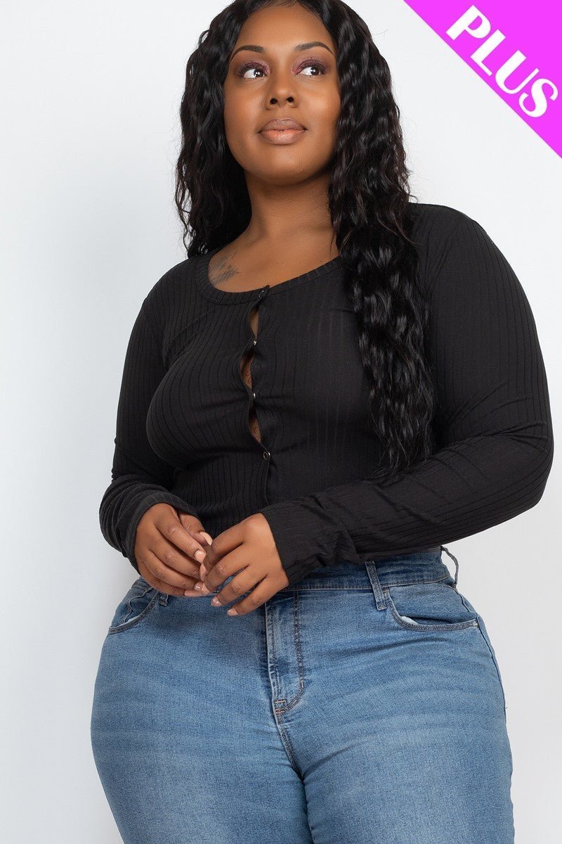 Plus Size Button Up Cropped Top - Passion 4 Fashion USA