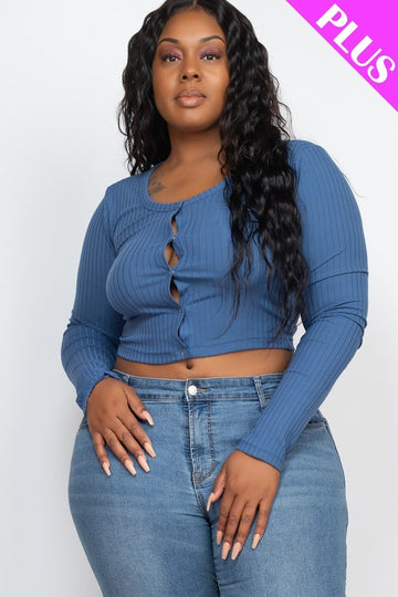 Plus Size Button Up Cropped Top - Passion 4 Fashion USA