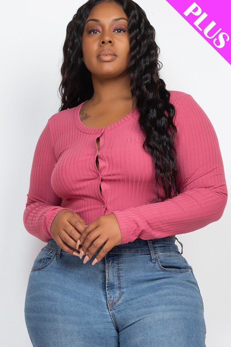 Plus Size Button Up Cropped Top - Passion 4 Fashion USA