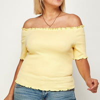 Plus Size Solid Off The Shoulder Smocked Top - Passion 4 Fashion USA