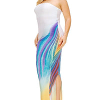 Plus sleeveless color gradient tube top maxi dress - Passion 4 Fashion USA