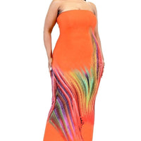 Plus Sleeveless Color Gradient Tube Top Maxi Dress - Passion 4 Fashion USA