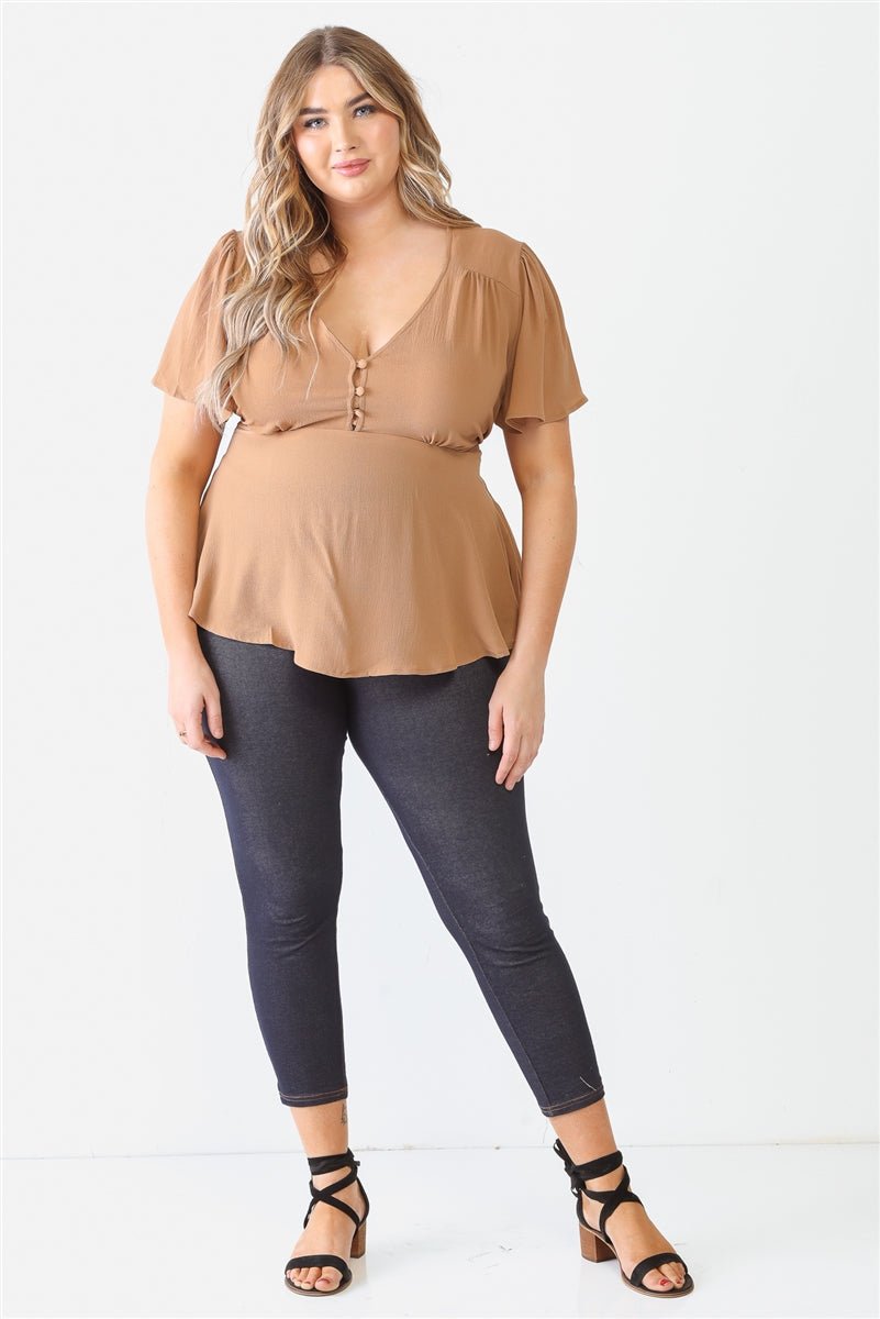 Plus Tie Detail Flare Top - Passion 4 Fashion USA