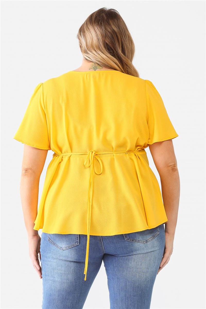 Plus Tie Detail Flare Top - Passion 4 Fashion USA