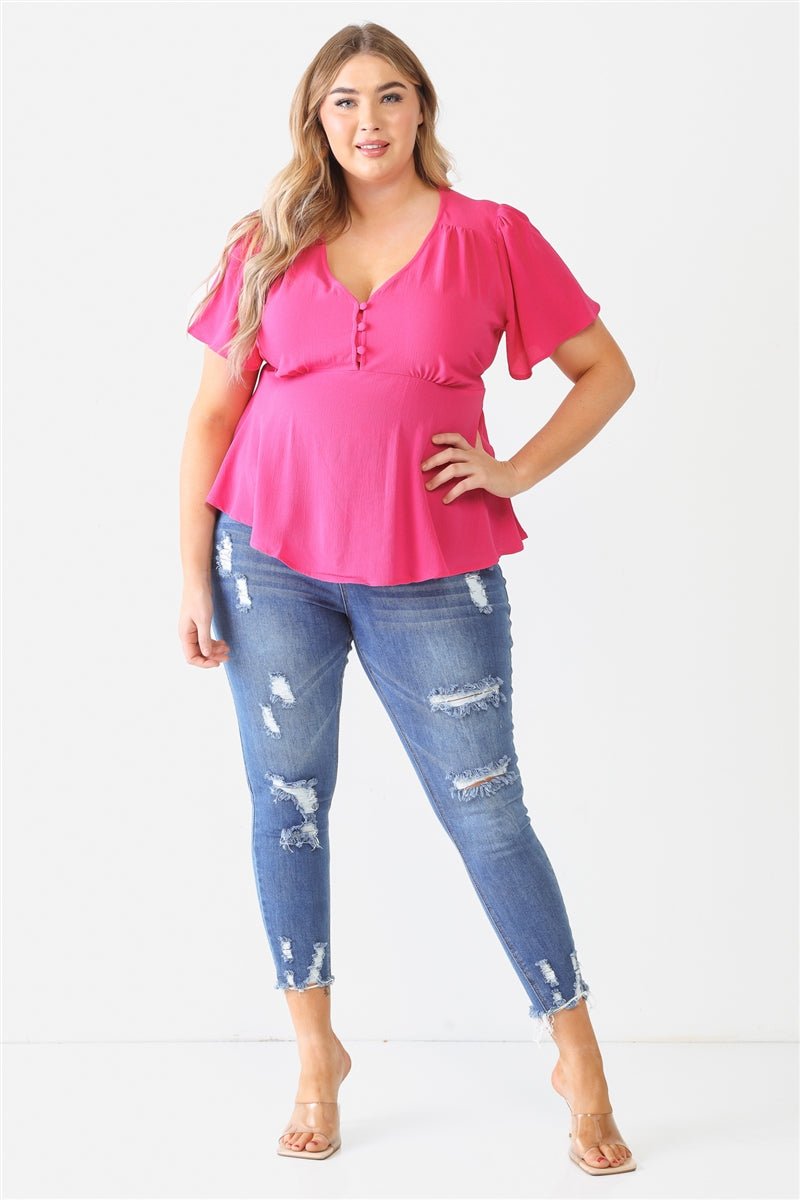 Plus Tie Detail Flare Top - Passion 4 Fashion USA