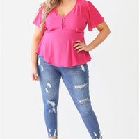 Plus Tie Detail Flare Top - Passion 4 Fashion USA