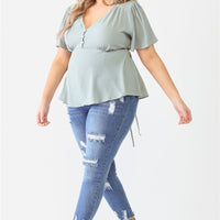 Plus Tie Detail Flare Top - Passion 4 Fashion USA