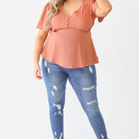 Plus Tie Detail Flare Top - Passion 4 Fashion USA