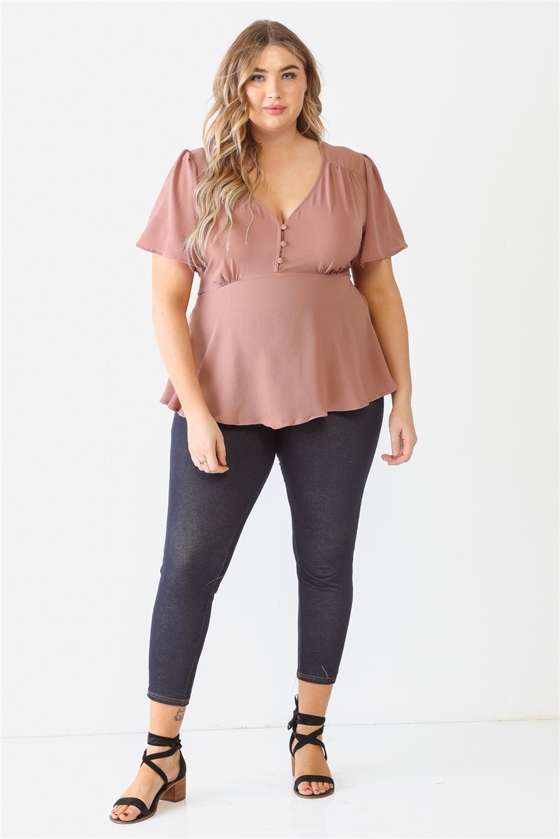 Plus Tie Detail Flare Top - Passion 4 Fashion USA