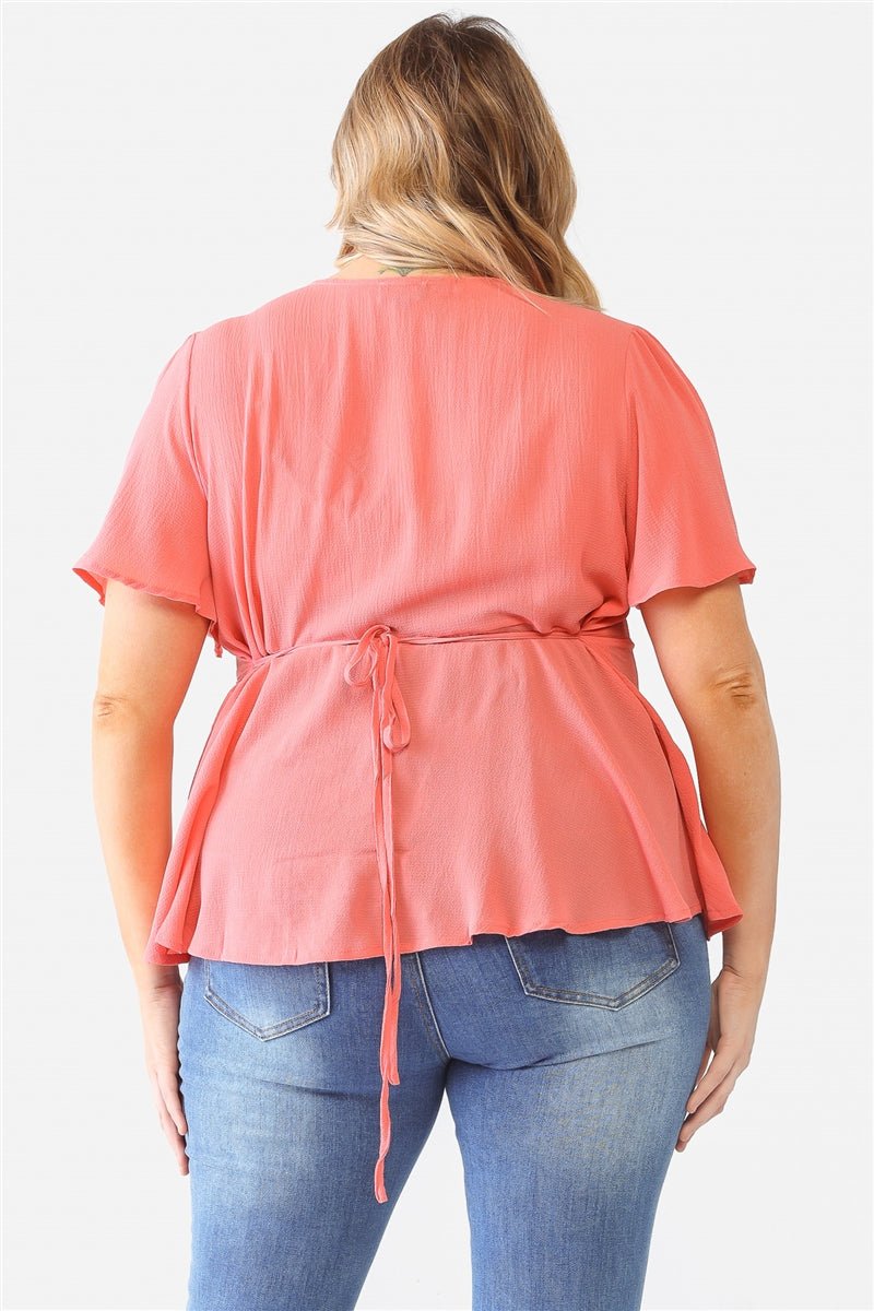 Plus Tie Detail Flare Top - Passion 4 Fashion USA