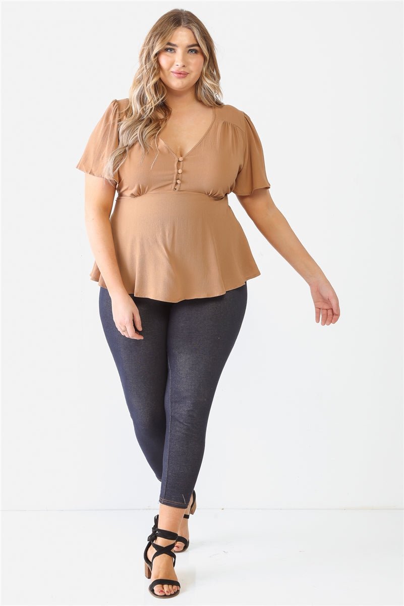 Plus Tie Detail Flare Top - Passion 4 Fashion USA