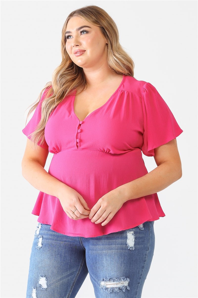 Plus Tie Detail Flare Top - Passion 4 Fashion USA