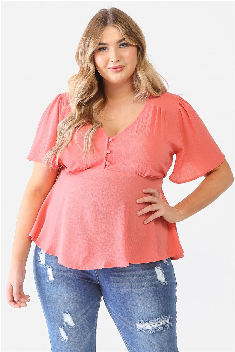 Plus Tie Detail Flare Top - Passion 4 Fashion USA