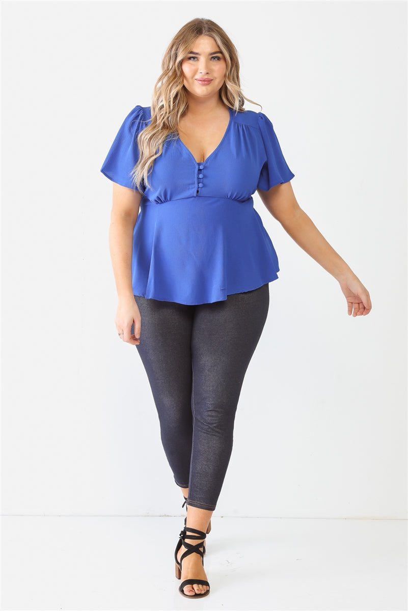 Plus Tie Detail Flare Top - Passion 4 Fashion USA