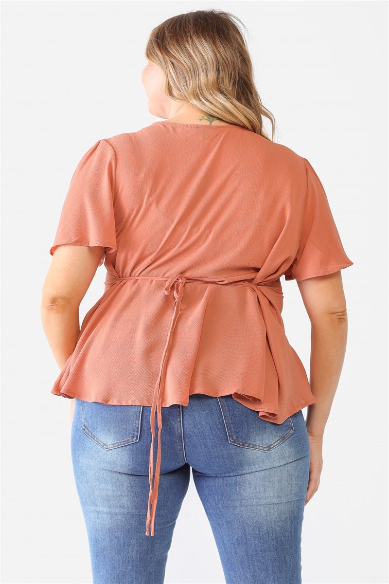 Plus Tie Detail Flare Top - Passion 4 Fashion USA