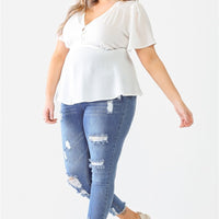 Plus Tie Detail Flare Top - Passion 4 Fashion USA