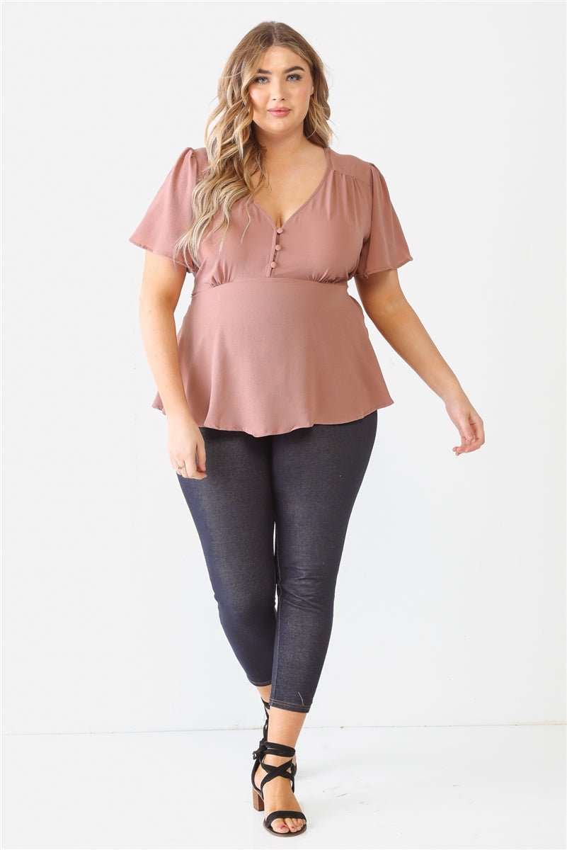 Plus Tie Detail Flare Top - Passion 4 Fashion USA