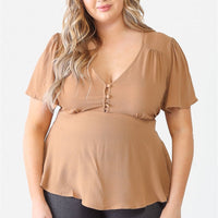 Plus Tie Detail Flare Top - Passion 4 Fashion USA