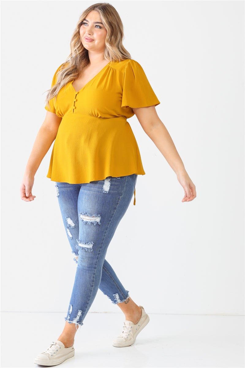 Plus Tie Detail Flare Top - Passion 4 Fashion USA