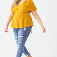 Plus Tie Detail Flare Top - Passion 4 Fashion USA