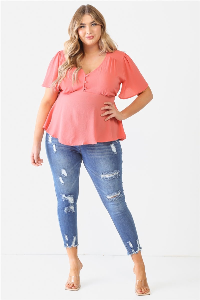 Plus Tie Detail Flare Top - Passion 4 Fashion USA