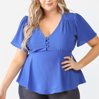 Plus Tie Detail Flare Top - Passion 4 Fashion USA