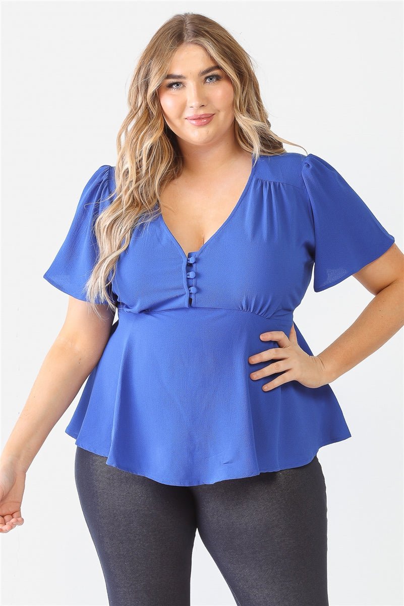 Plus Tie Detail Flare Top - Passion 4 Fashion USA