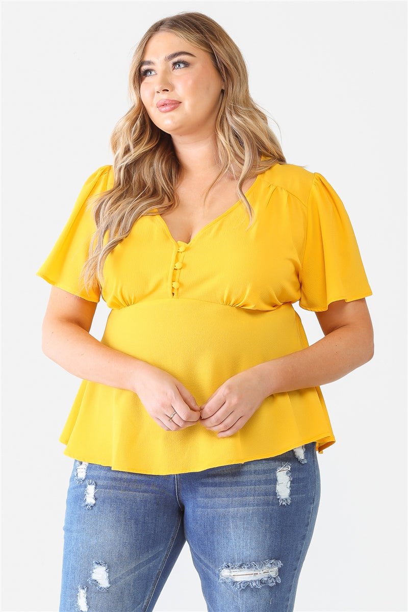 Plus Tie Detail Flare Top - Passion 4 Fashion USA