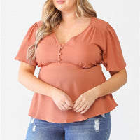 Plus Tie Detail Flare Top - Passion 4 Fashion USA