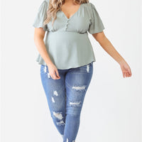 Plus Tie Detail Flare Top - Passion 4 Fashion USA