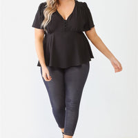 Plus Tie Detail Flare Top - Passion 4 Fashion USA