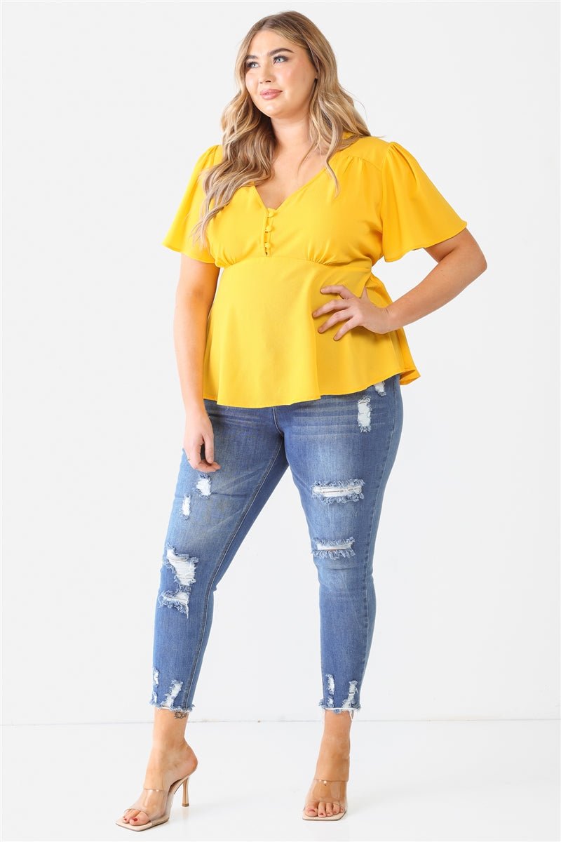 Plus Tie Detail Flare Top - Passion 4 Fashion USA