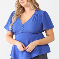 Plus Tie Detail Flare Top - Passion 4 Fashion USA