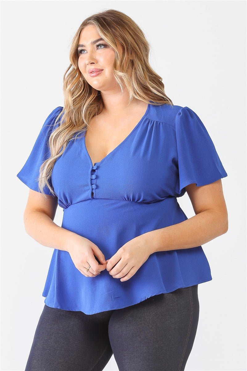 Plus Tie Detail Flare Top - Passion 4 Fashion USA