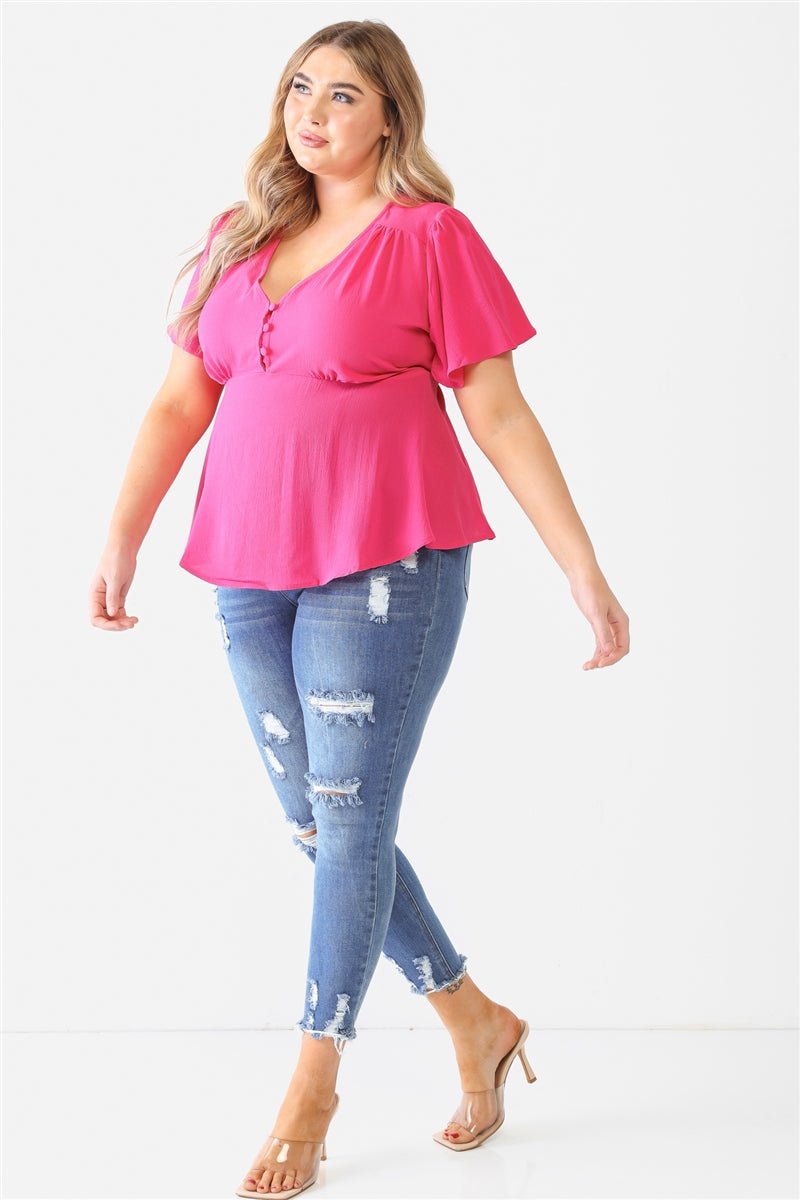 Plus Tie Detail Flare Top - Passion 4 Fashion USA