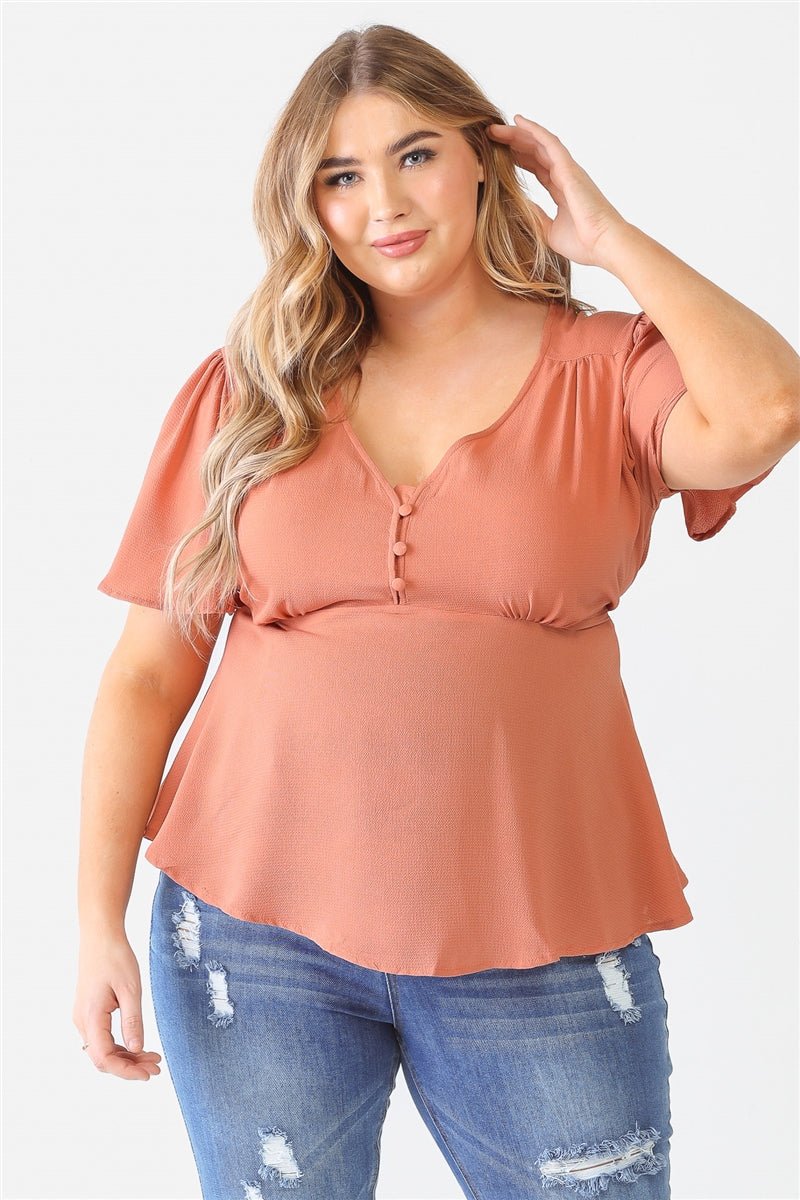 Plus Tie Detail Flare Top - Passion 4 Fashion USA