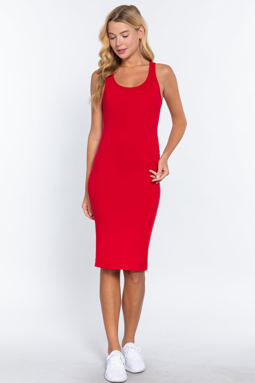 Racerback Sleeveless Midi Dress - Passion 4 Fashion USA