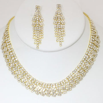 Rhinestone Necklace Earring Set - Passion 4 Fashion USA