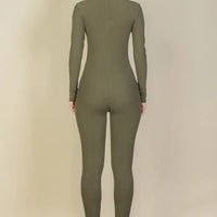 Ribbed Scoop Neck Long Sleeve Jumpsuit - Passion 4 Fashion USA