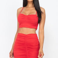 Ruched Crop Top And Skirt Sets - Passion 4 Fashion USA