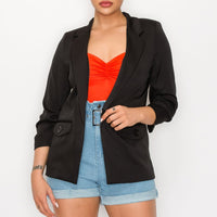 Ruched Sleeves Solid Blazer - Passion 4 Fashion USA