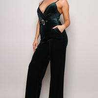 Samba Rhinestone Belt Velvet Jumpsuit - Passion 4 Fashion USA