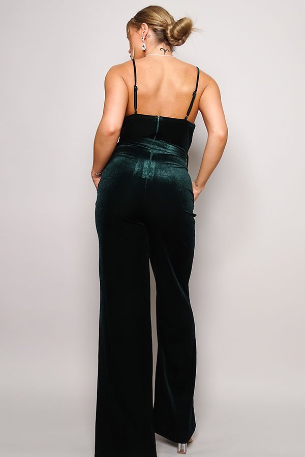 Samba Rhinestone Belt Velvet Jumpsuit - Passion 4 Fashion USA