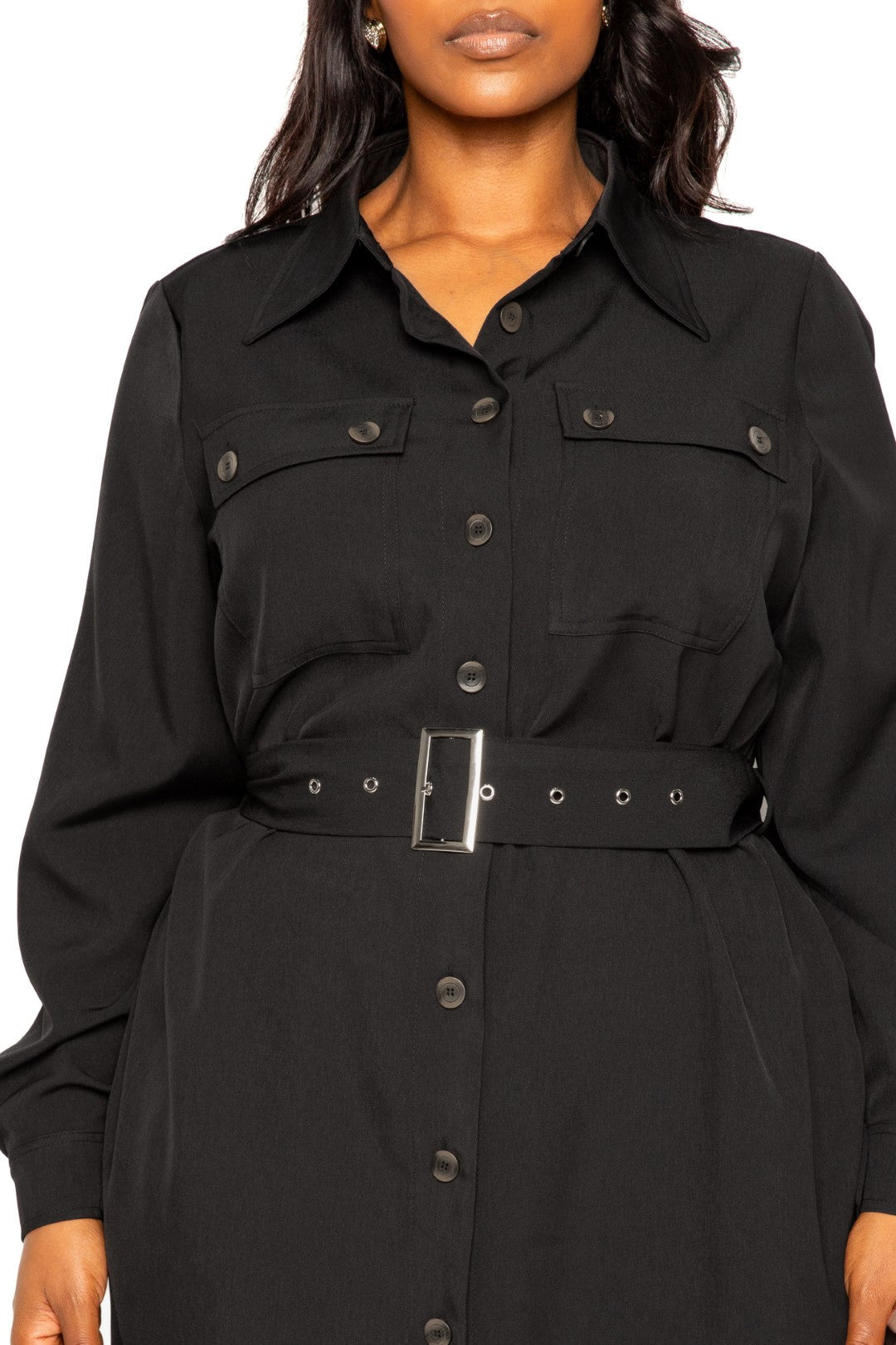 Satin Effect Belted Jacket Dress - Passion 4 Fashion USA