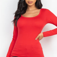 Scoop Neck Solid Long Sleeve Cozy Top - Passion 4 Fashion USA