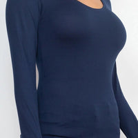 Scoop Neck Solid Long Sleeve Cozy Top - Passion 4 Fashion USA