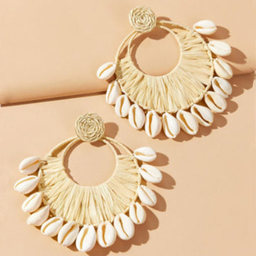 Seashell Raffia Round Earring - Passion 4 Fashion USA