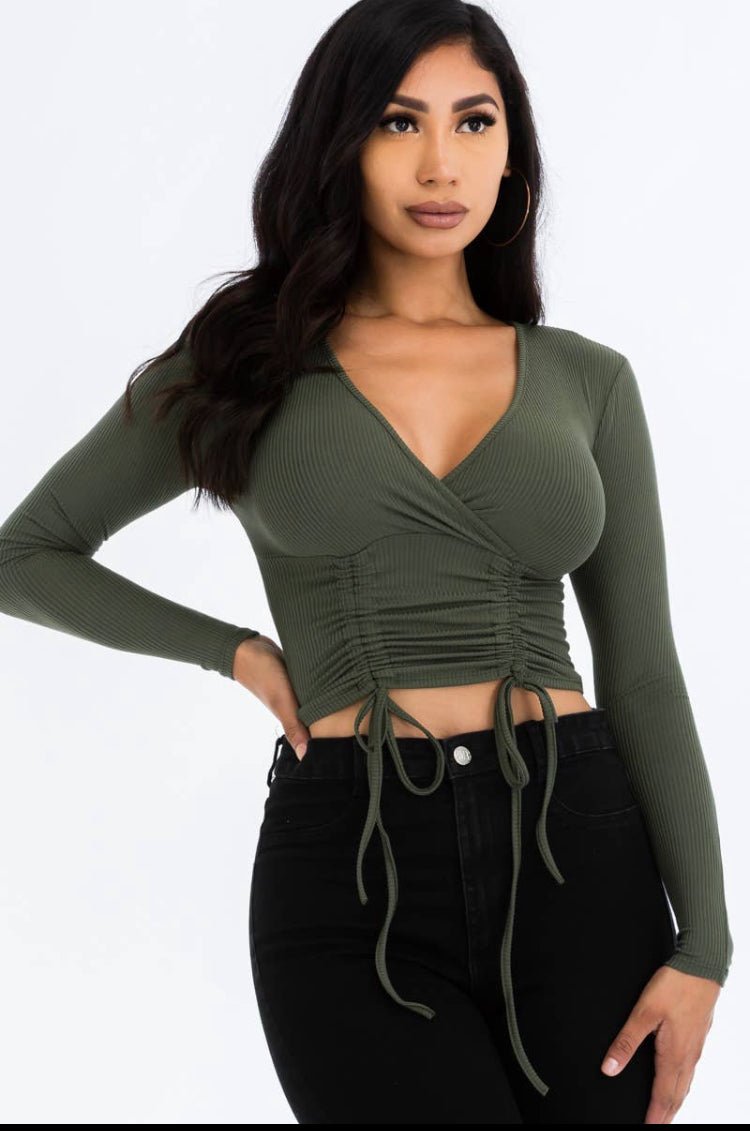 Shirred Cropped Top - Passion 4 Fashion USA