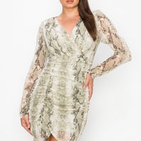 Shirring Animal Print Dress - Passion 4 Fashion USA